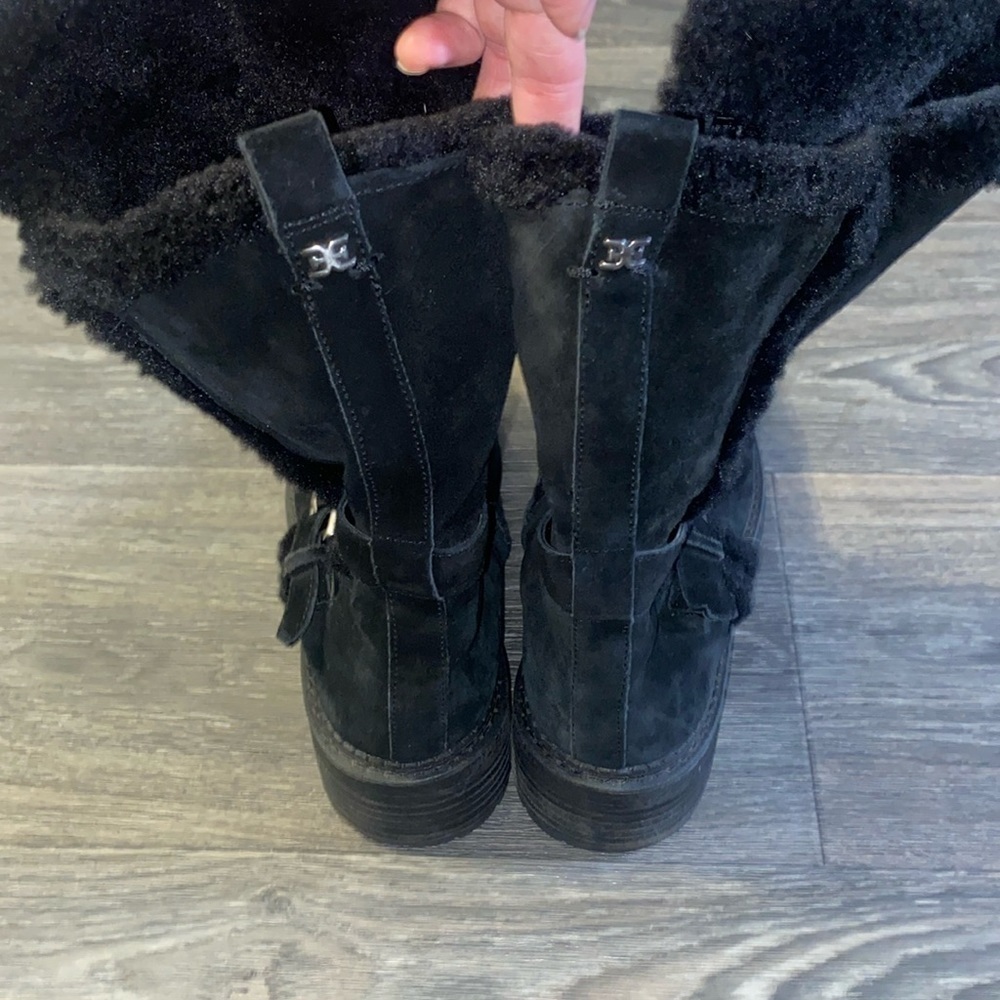 Sam Edelman Jailyn Suede Winter Boots Size 9 Faux Fur-Lined Black Zip-Up Snow - Picture 6 of 15